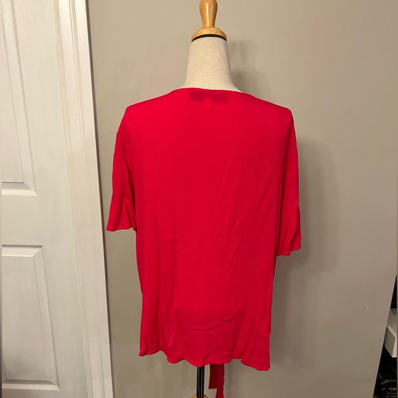 Blue Rain - ladies draped button down Fuchsia front knot top - SZ M - Picture 5 of 6